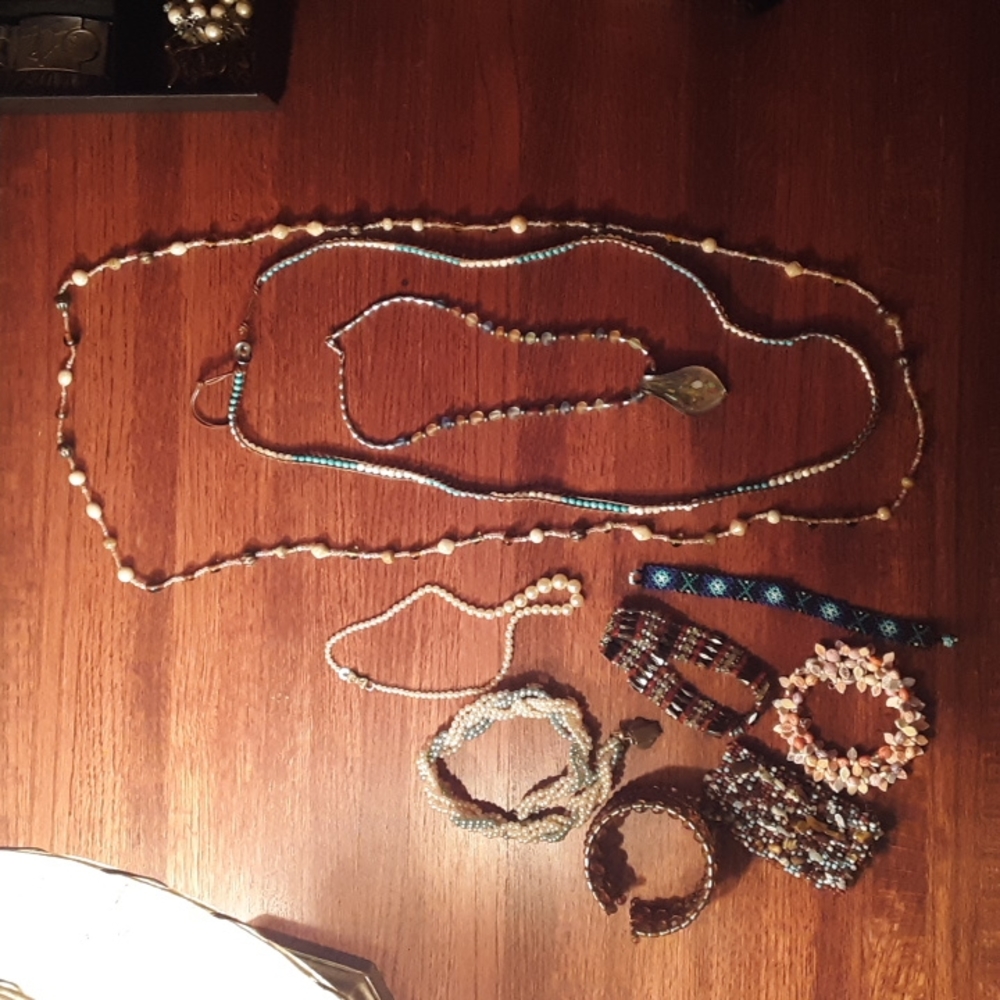 Beaded necklace and bracelet lot